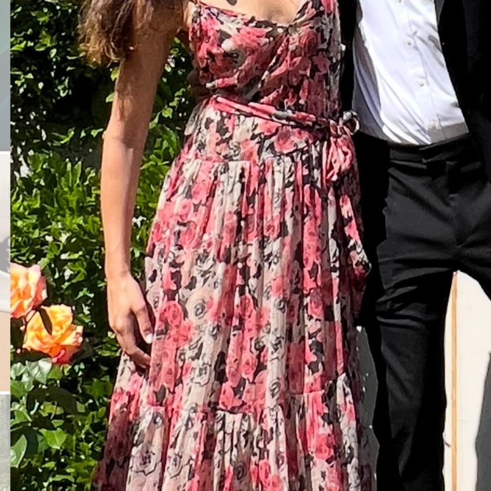 Floral Pink and Black Dress